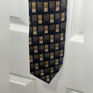 Joseph & Feiss International Beige Blue Abstract Wide‎ Silk Tie
